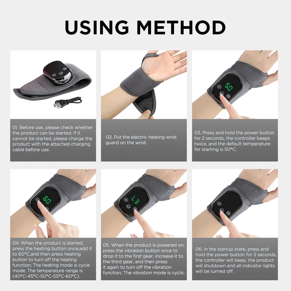 Electric Heating Wrist Brace | Rechargeable Wristband With Hot Compress & Thermal Wrist Support - ZOOMNSTORE