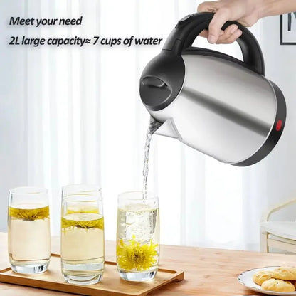 Electric Kettle Stainless Steel 2 Liter - 1500W Fast Boiling Smart Kitchen Appliance - ZOOMNSTORE