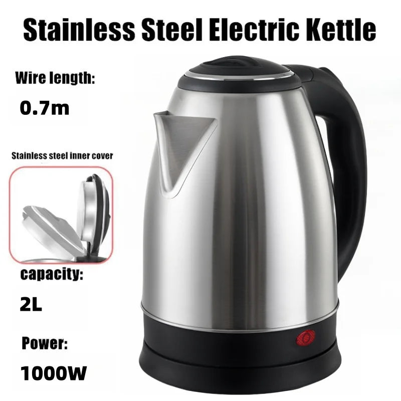 Electric Kettle Stainless Steel 2 Liter - 1500W Fast Boiling Smart Kitchen Appliance - ZOOMNSTORE
