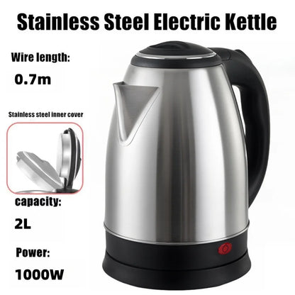 Electric Kettle Stainless Steel 2 Liter - 1500W Fast Boiling Smart Kitchen Appliance - ZOOMNSTORE