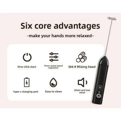 Electric Milk Frother  Handheld Mixer - Portable Coffee Blender Tool - ZOOMNSTORE