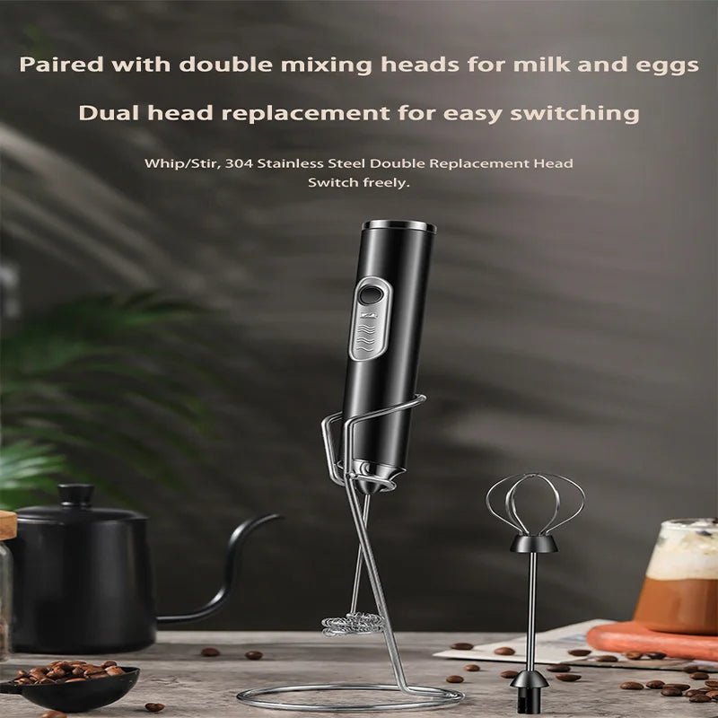 Electric Milk Frother - Mini Handheld Wireless USB Rechargeable Milk Whisk - ZOOMNSTORE
