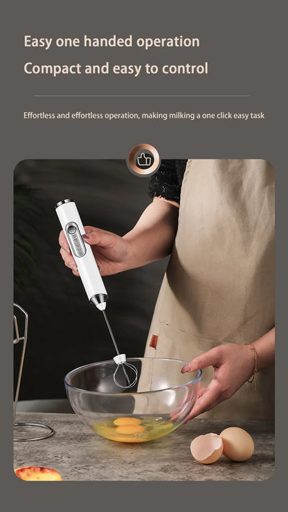 Electric Milk Frother - Mini Handheld Wireless USB Rechargeable Milk Whisk - ZOOMNSTORE
