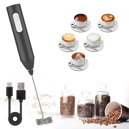 Electric Milk Frother - Mini Handheld Wireless USB Rechargeable Type-C Whisk - ZOOMNSTORE