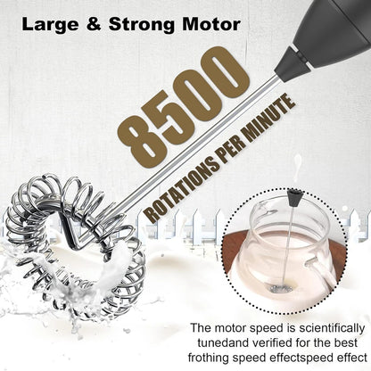 Electric Milk Frother - Mini Handheld Wireless USB Rechargeable Type-C Whisk - ZOOMNSTORE