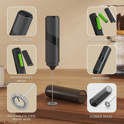 Electric Milk Frother - Portable Stainless Steel Handheld Coffee Wand With 10000 RPM - ZOOMNSTORE