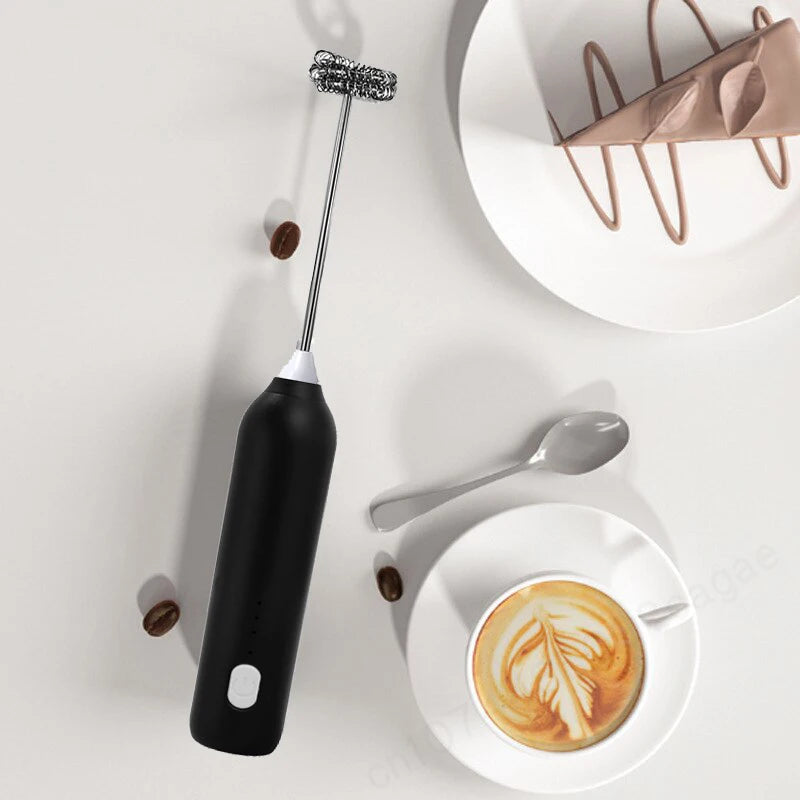 Electric Milk Frother - Rechargeable Stainless Steel Blender 3 Speeds Foam Maker - ZOOMNSTORE
