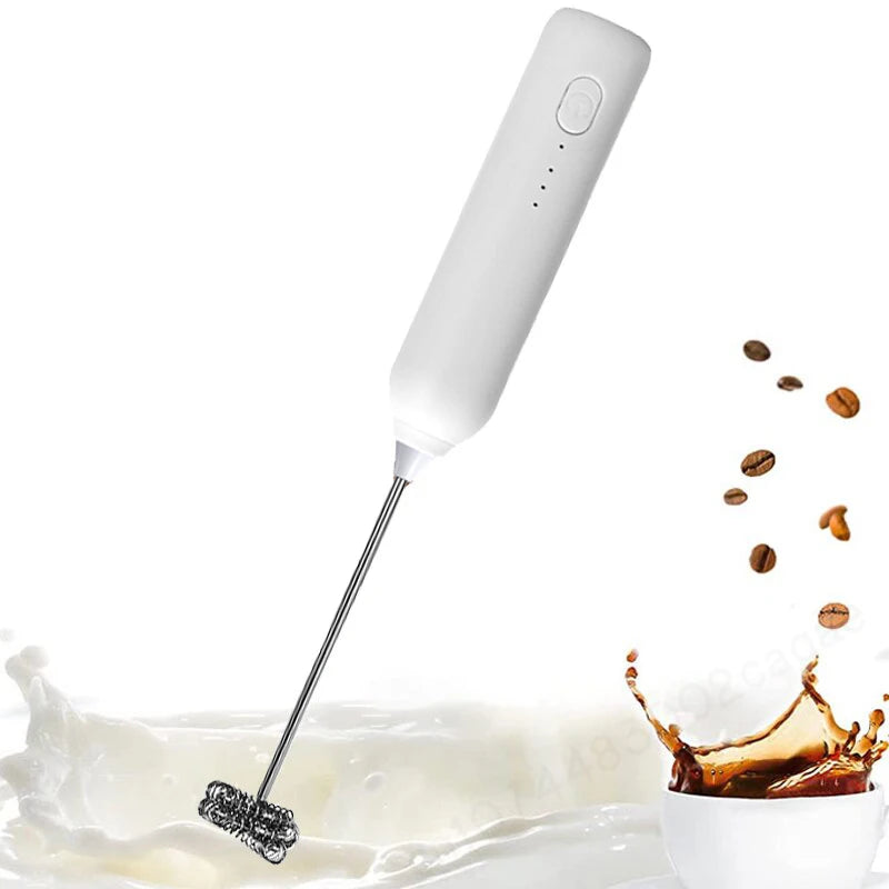 Electric Milk Frother - Rechargeable Stainless Steel Blender 3 Speeds Foam Maker - ZOOMNSTORE