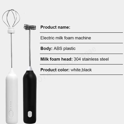 Electric Milk Frother - Rechargeable Stainless Steel Blender 3 Speeds Foam Maker - ZOOMNSTORE