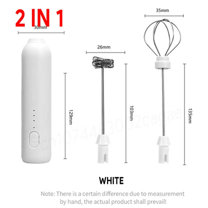 Electric Milk Frother - Rechargeable Stainless Steel Blender 3 Speeds Foam Maker - ZOOMNSTORE