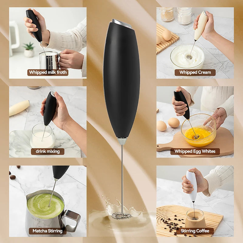 Electric Milk Frother Wireless Handheld Egg Beater - Battery Powered Whisk Mixer - ZOOMNSTORE