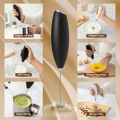 Electric Milk Frother Wireless Handheld Egg Beater - Battery Powered Whisk Mixer - ZOOMNSTORE