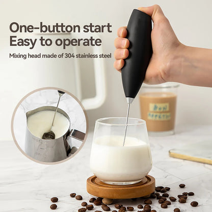 Electric Milk Frother Wireless Handheld Egg Beater - Battery Powered Whisk Mixer - ZOOMNSTORE