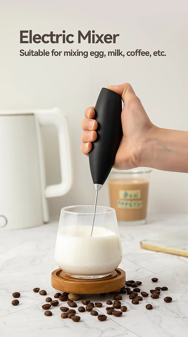 Electric Milk Frother Wireless Handheld Egg Beater - Battery Powered Whisk Mixer - ZOOMNSTORE