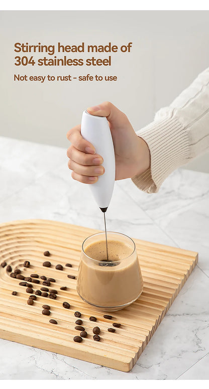 Electric Milk Frother Wireless Handheld Egg Beater - Battery Powered Whisk Mixer - ZOOMNSTORE