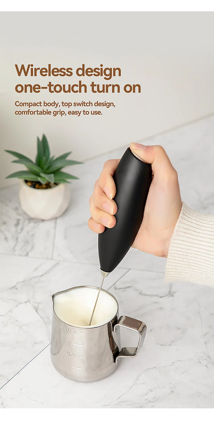 Electric Milk Frother Wireless Handheld Egg Beater - Battery Powered Whisk Mixer - ZOOMNSTORE