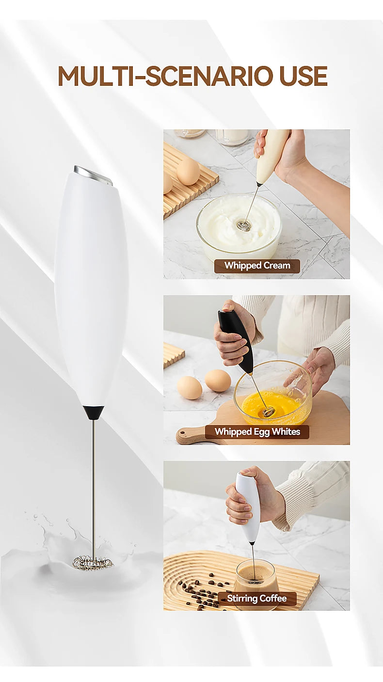 Electric Milk Frother Wireless Handheld Egg Beater - Battery Powered Whisk Mixer - ZOOMNSTORE