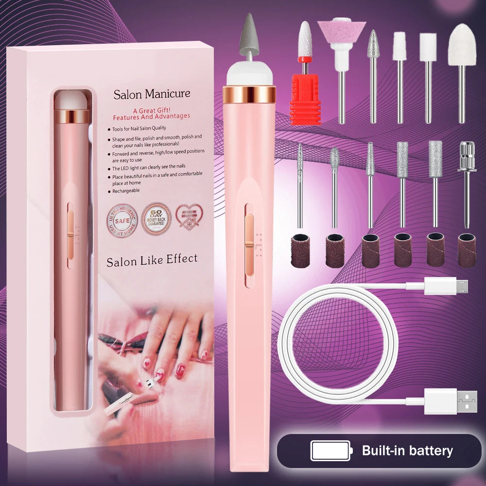 Electric Nail Drill – Portable Manicure Set with USB Charge | Adjustable Speed Gel Polisher - ZOOMNSTORE