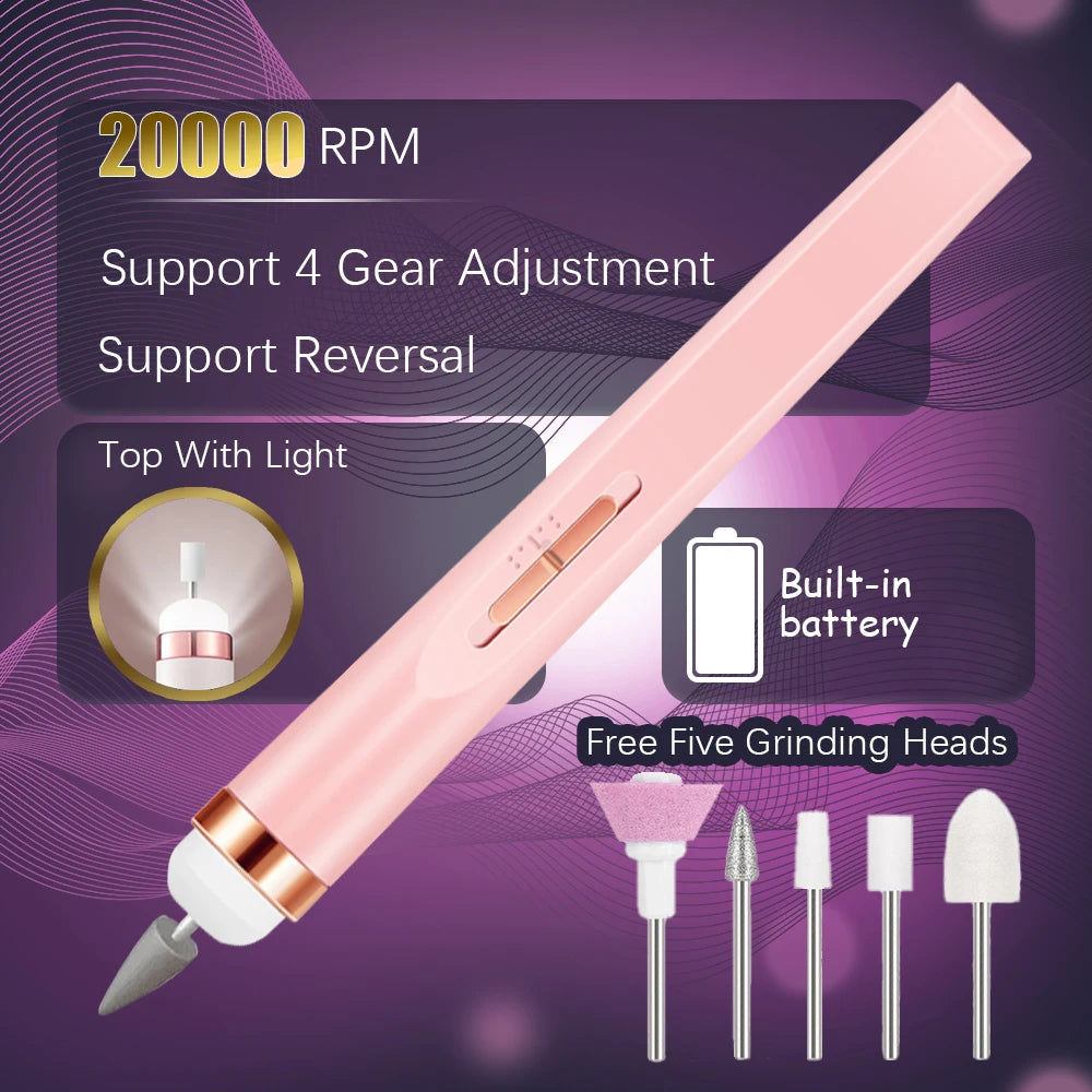 Electric Nail Drill – Portable Manicure Set with USB Charge | Adjustable Speed Gel Polisher - ZOOMNSTORE
