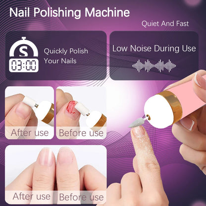 Electric Nail Drill – Portable Manicure Set with USB Charge | Adjustable Speed Gel Polisher - ZOOMNSTORE