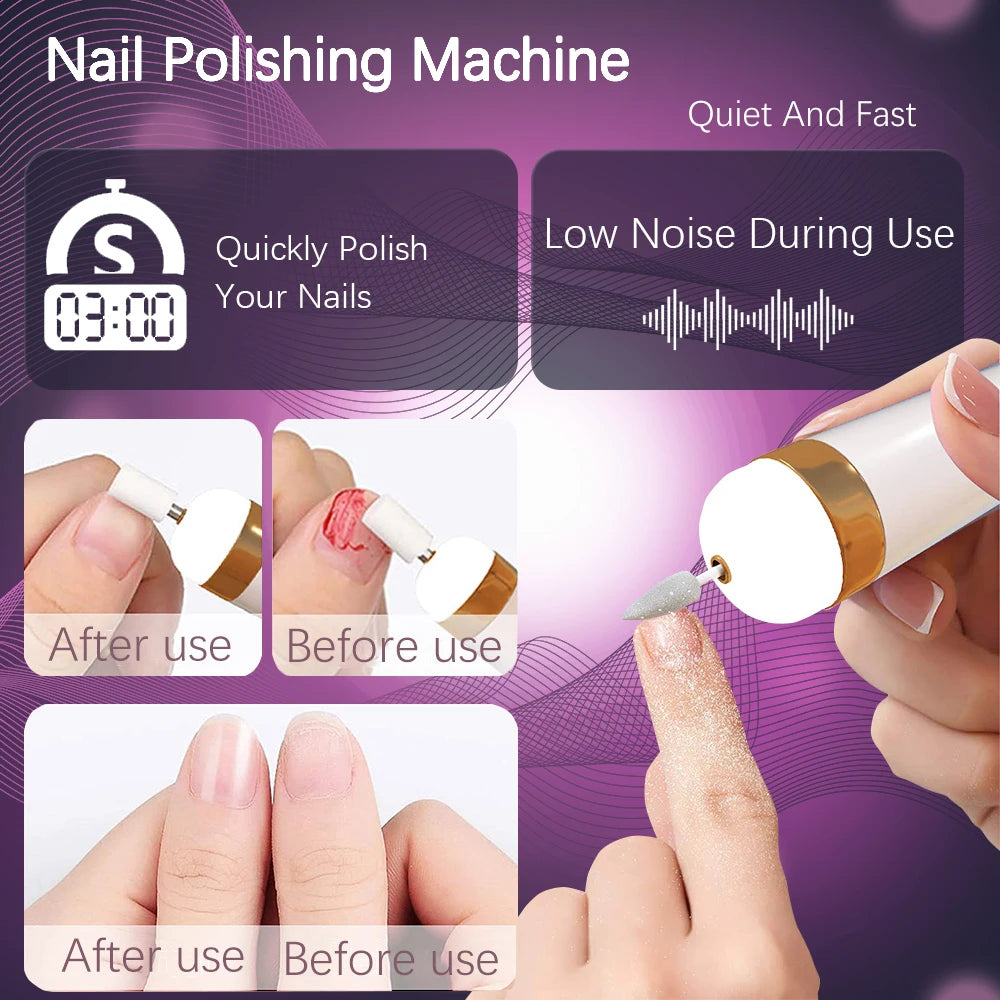 Electric Nail Drill – Portable Manicure Set with USB Charge | Adjustable Speed Gel Polisher - ZOOMNSTORE