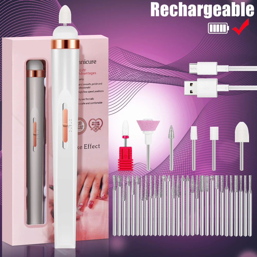 Electric Nail Drill – Portable Manicure Set with USB Charge | Adjustable Speed Gel Polisher - ZOOMNSTORE
