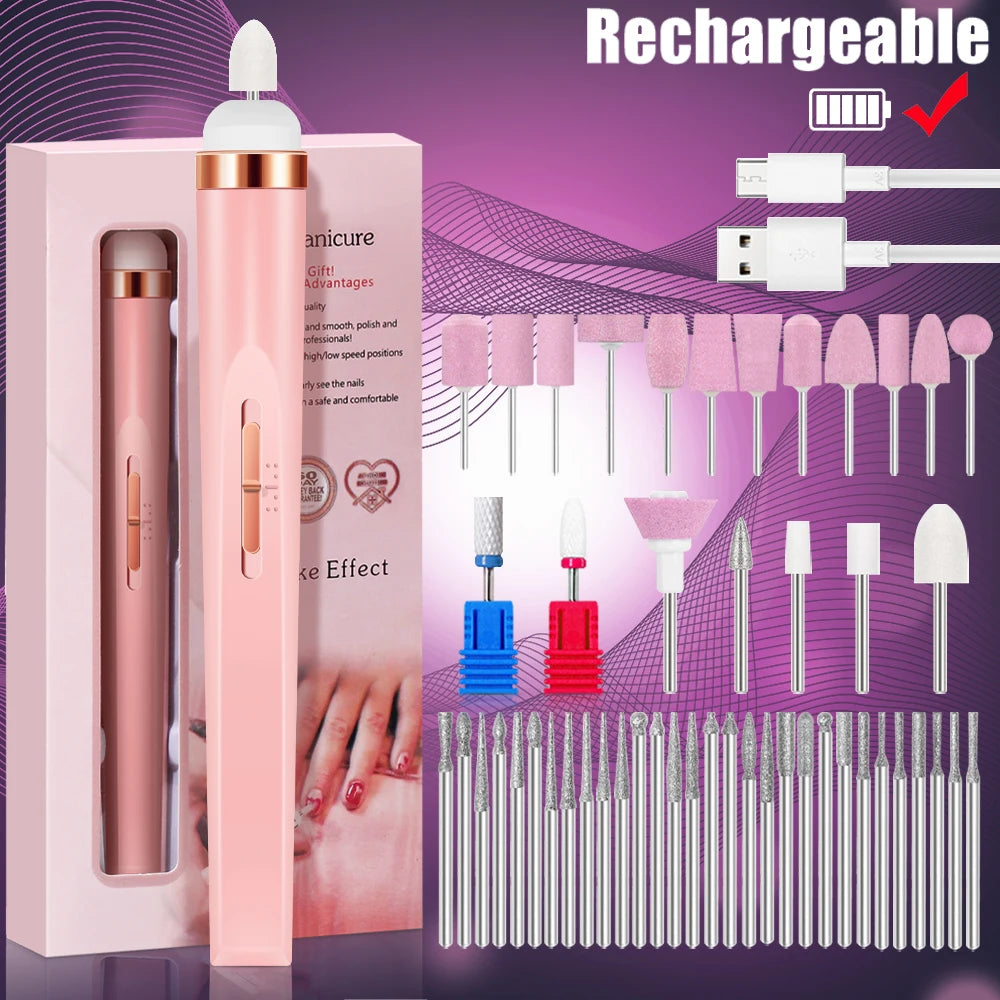 Electric Nail Drill – Portable Manicure Set with USB Charge | Adjustable Speed Gel Polisher - ZOOMNSTORE