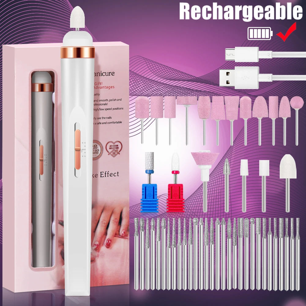 Electric Nail Drill – Portable Manicure Set with USB Charge | Adjustable Speed Gel Polisher - ZOOMNSTORE