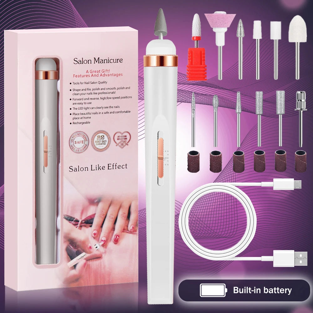 Electric Nail Drill – Portable Manicure Set with USB Charge | Adjustable Speed Gel Polisher - ZOOMNSTORE