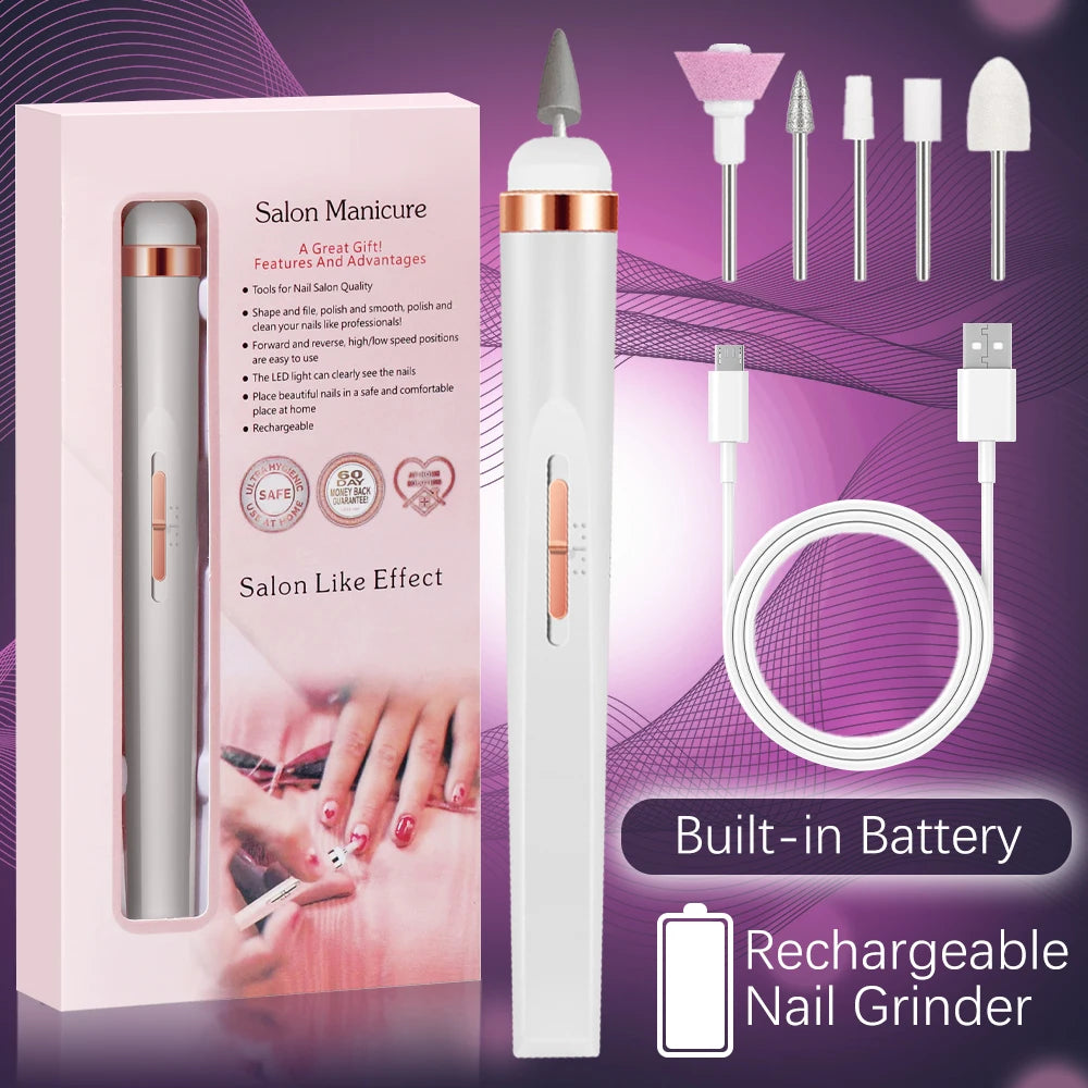 Electric Nail Drill – Portable Manicure Set with USB Charge | Adjustable Speed Gel Polisher - ZOOMNSTORE