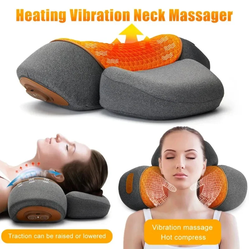 Electric Neck Massager With Cervical Pillow | Hot Compress & Vibration Therapy - ZOOMNSTORE