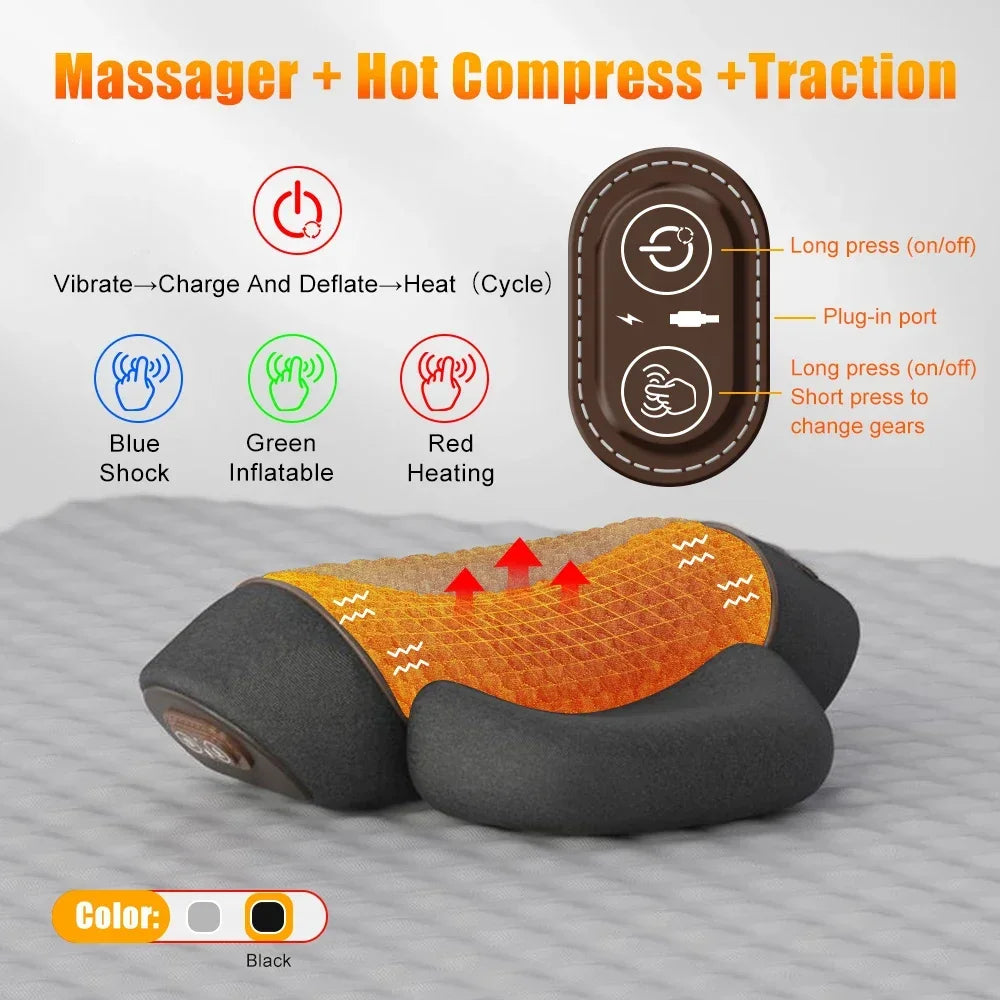 Electric Neck Massager With Cervical Pillow | Hot Compress & Vibration Therapy - ZOOMNSTORE