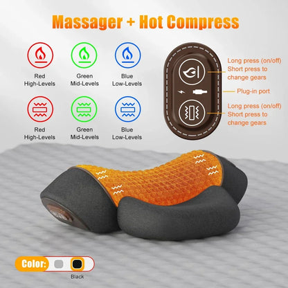 Electric Neck Massager With Cervical Pillow | Hot Compress & Vibration Therapy - ZOOMNSTORE