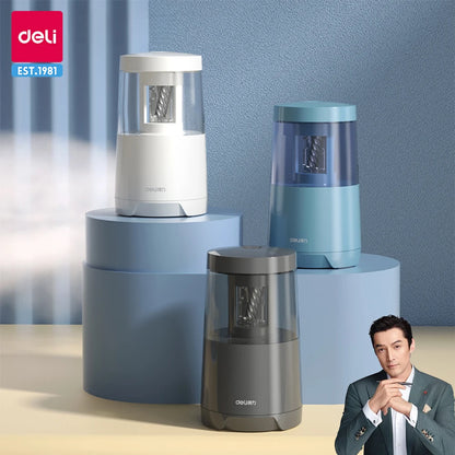 Deli Electric Pencil Sharpener Multi-Pen Dual Power Safety Protection Alloy Steel Roller Blade Pencil Sharpener School Supplies - ZOOMNSTORE