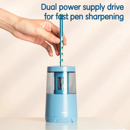 Deli Electric Pencil Sharpener Multi-Pen Dual Power Safety Protection Alloy Steel Roller Blade Pencil Sharpener School Supplies - ZOOMNSTORE