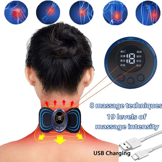 Electric Pulse Neck Massager - 8 Modes, 19 Gears Portable Muscle Relief Device - ZOOMNSTORE