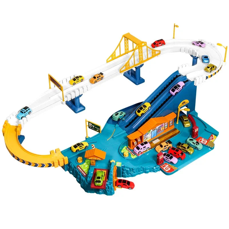 Electric Rail Car Dinosaur Building Parking Lot Adventure Racing Rail Car Toys Children Brain Mechanical Interactive Rail Cars - ZOOMNSTORE