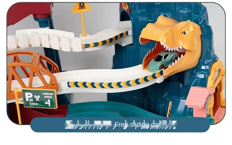 Electric Rail Car Dinosaur Building Parking Lot Adventure Racing Rail Car Toys Children Brain Mechanical Interactive Rail Cars - ZOOMNSTORE