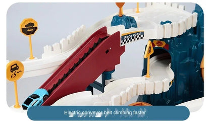 Electric Rail Car Dinosaur Building Parking Lot Adventure Racing Rail Car Toys Children Brain Mechanical Interactive Rail Cars - ZOOMNSTORE