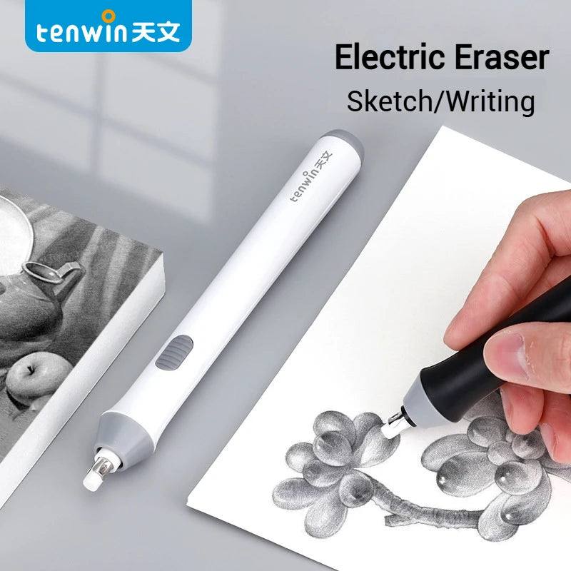 Tenwin Adjustable Electric Rubber Eraser With Rubber Refills Battery Power For Sketch Drawing Erasing School Stationery Supplies - ZOOMNSTORE