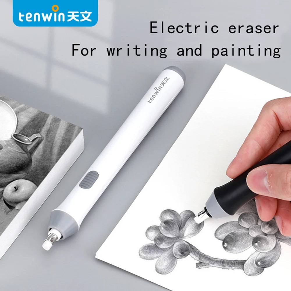 Tenwin Adjustable Electric Rubber Eraser with Rubber Refills Battery Power for Sketch Drawing Erasing School Stationery Supplies - ZOOMNSTORE