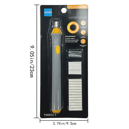 Tenwin Adjustable Electric Rubber Eraser with Rubber Refills Battery Power for Sketch Drawing Erasing School Stationery Supplies - ZOOMNSTORE