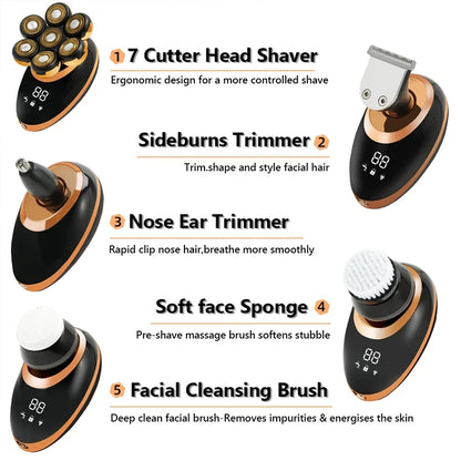 Mens 7D Electric Shaver - WetDry Beard Trimmer with LCD Display - ZOOMNSTORE