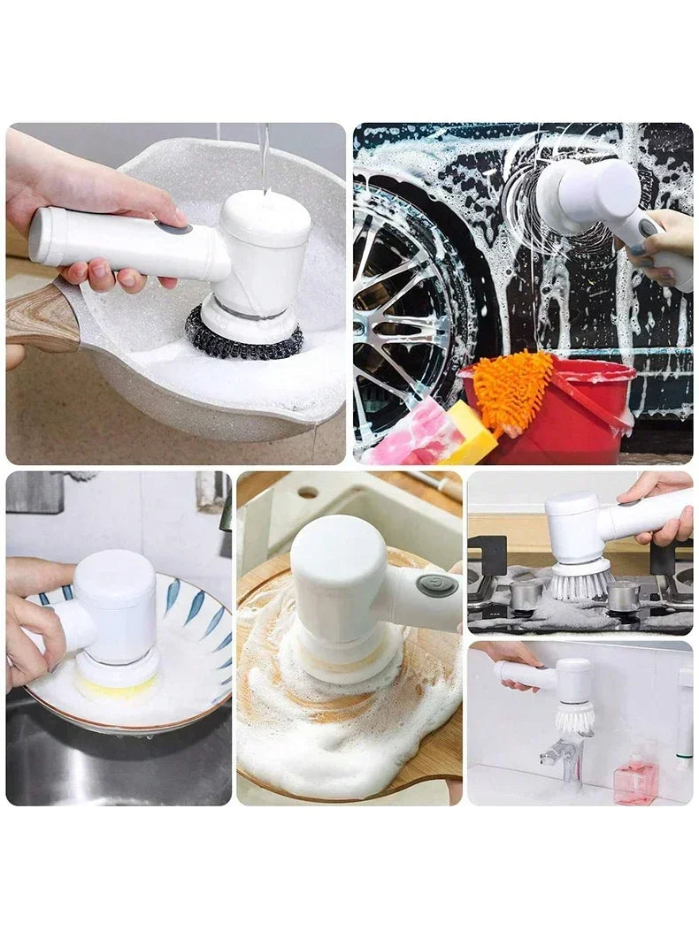 Cordless Electric Spin Scrubber - 5-in-1 Cleaning Brush with Adjustable Handle and 5 Brush Heads - ZOOMNSTORE