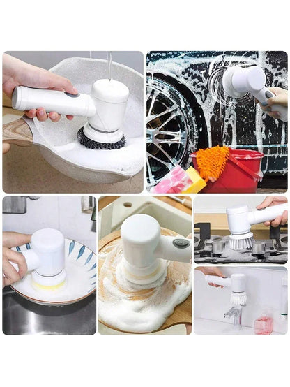 Cordless Electric Spin Scrubber - 5-in-1 Cleaning Brush with Adjustable Handle and 5 Brush Heads - ZOOMNSTORE