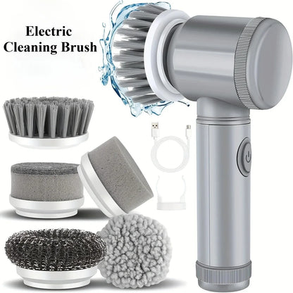 Cordless Electric Spin Scrubber - 5-in-1 Cleaning Brush with Adjustable Handle and 5 Brush Heads - ZOOMNSTORE
