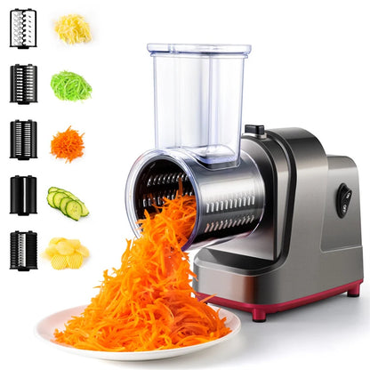 Electric Vegetable Slicer 5 in 1 Kitchen Tool - Stainless Steel Grater & Shredder - ZOOMNSTORE
