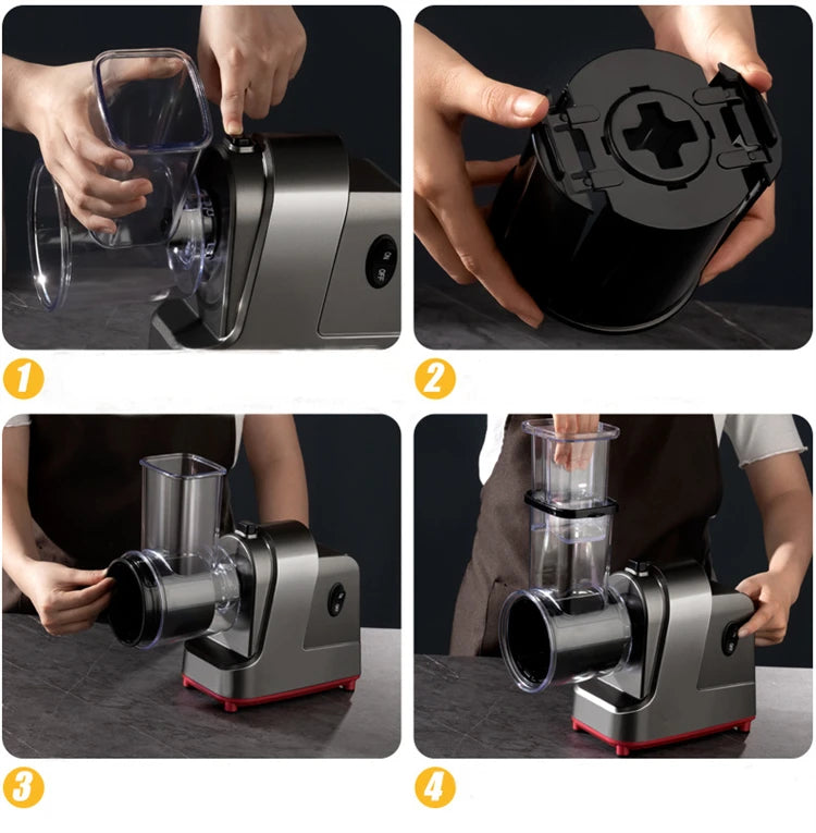 Electric Vegetable Slicer 5 in 1 Kitchen Tool - Stainless Steel Grater & Shredder - ZOOMNSTORE