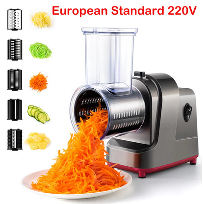 Electric Vegetable Slicer 5 in 1 Kitchen Tool - Stainless Steel Grater & Shredder - ZOOMNSTORE