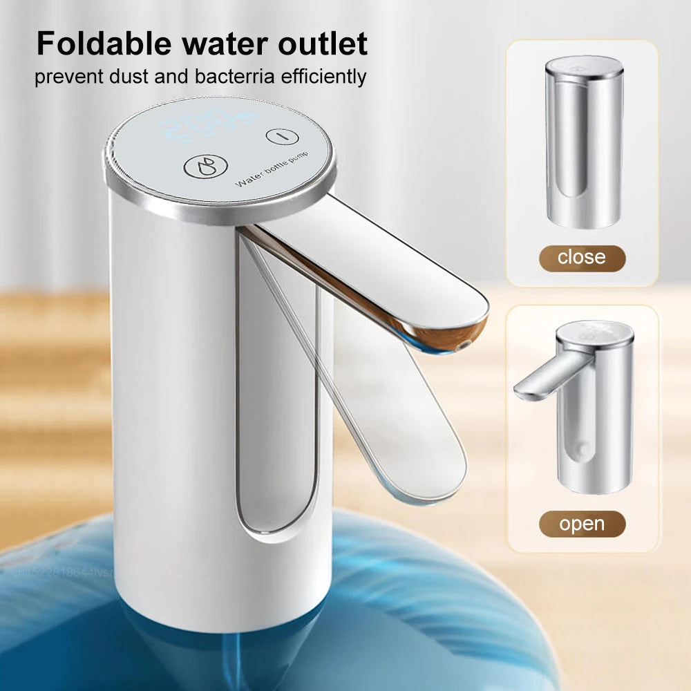 Electric Water Dispenser - Foldable Automatic Water Bottle Pump with USB Rechargeable Battery - ZOOMNSTORE
